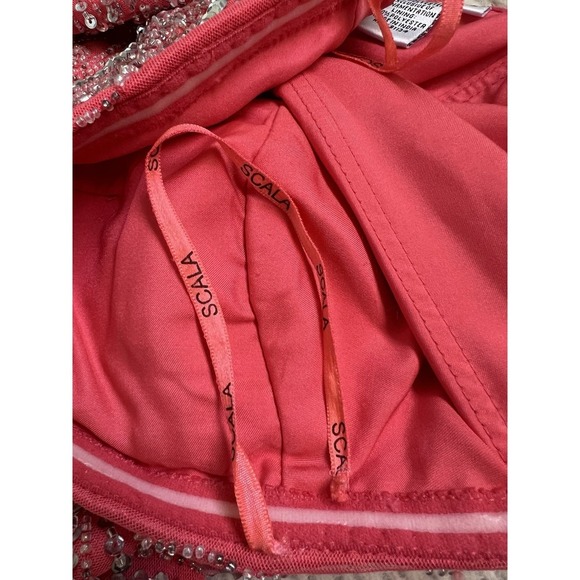 Scala #A13013  Polyester Bodice Hot Pink Beaded Sequin Dress Sz 12 (Strap‎ Flaw) - Picture 6 of 6
